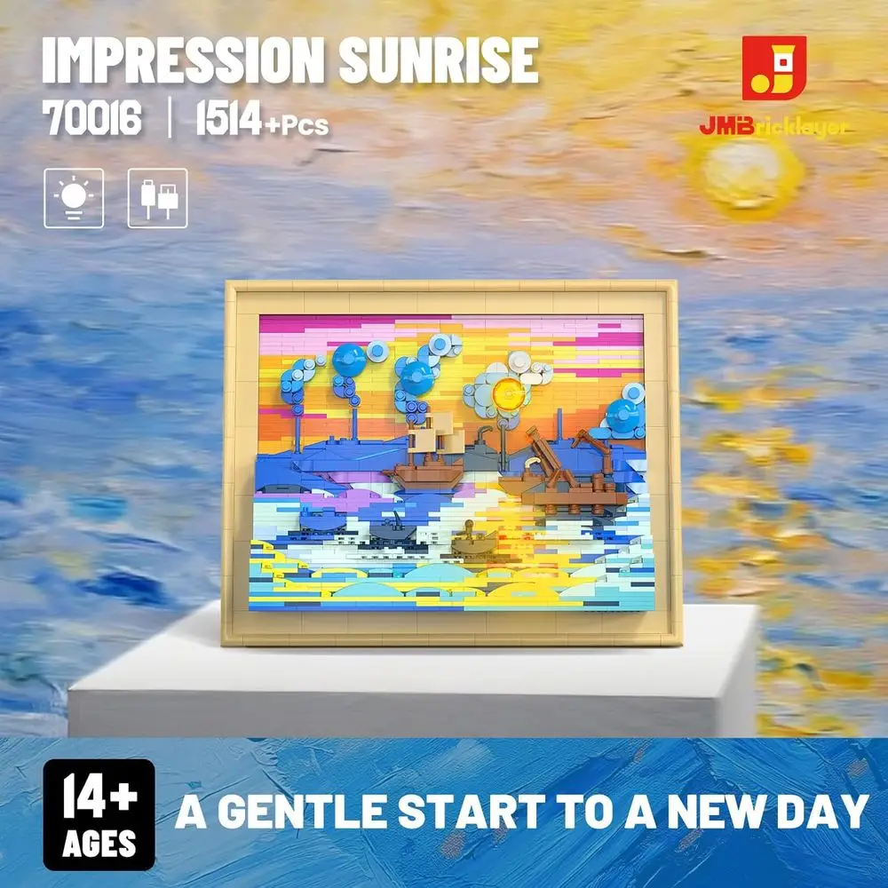 Kit blocco artistico Sunrise con impressione illuminata premium per adulti - Elegante decorazione da parete e regalo da collezione