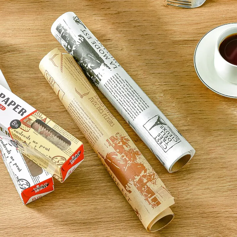 Oil-absorbing Paper Roll for Baking Or Meal Mat With Slide Cutter Easy to Cut &Nonstick 8M Cooking Paper for Bread Kitchen Tool