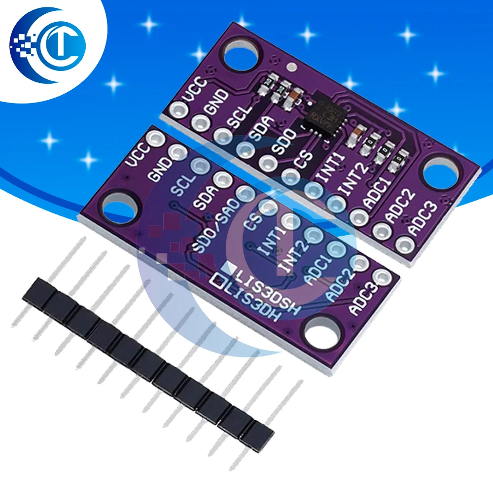 Módulo acelerômetro triaxial de três eixos de alta resolução LIS3DSH LIS3DH para Arduino