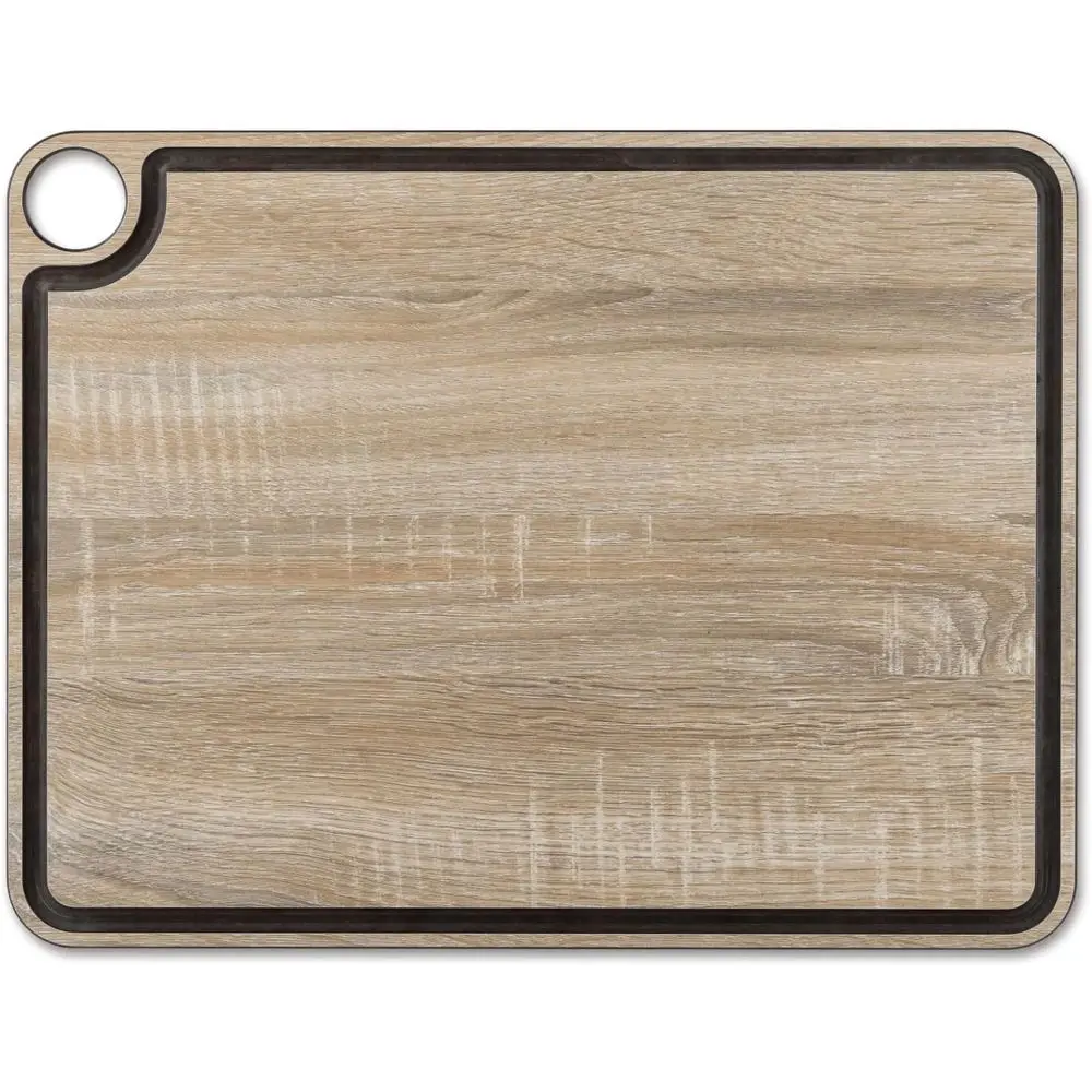 

Brown Wooden Cutting Board with Channel and Hanger, 17x13, for Professional Meat & Veggie Chopping and Serving