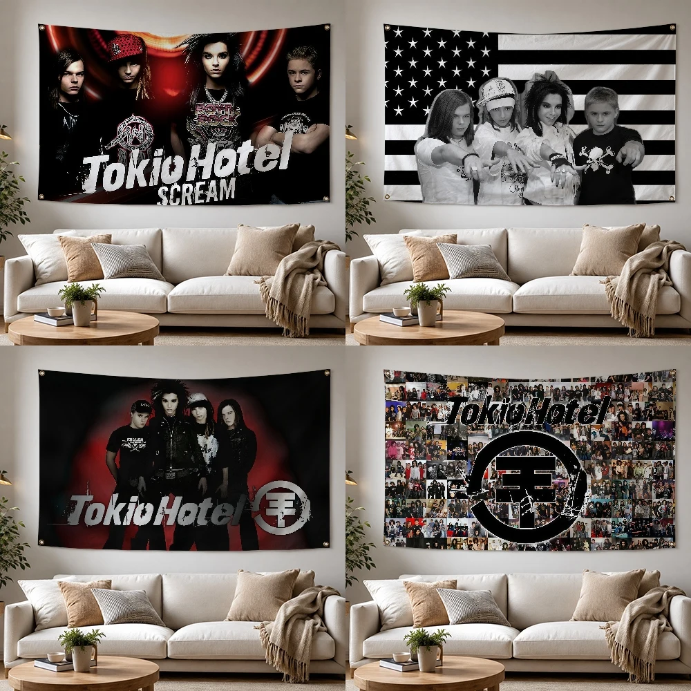 T-Tokio Rock Band Hotel Outdoor Flag for Home Camping Party Club Decor Garden Yard Wall Hanging Banner
