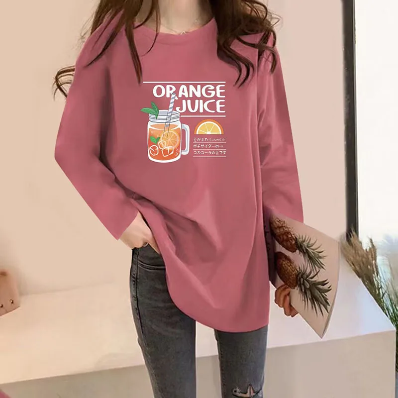 

Fashion O-Neck Loose Letter Printed T-Shirt Female Clothing 2023 Spring Autumn New Oversized Casual Pullovers Korean Tee Shirt