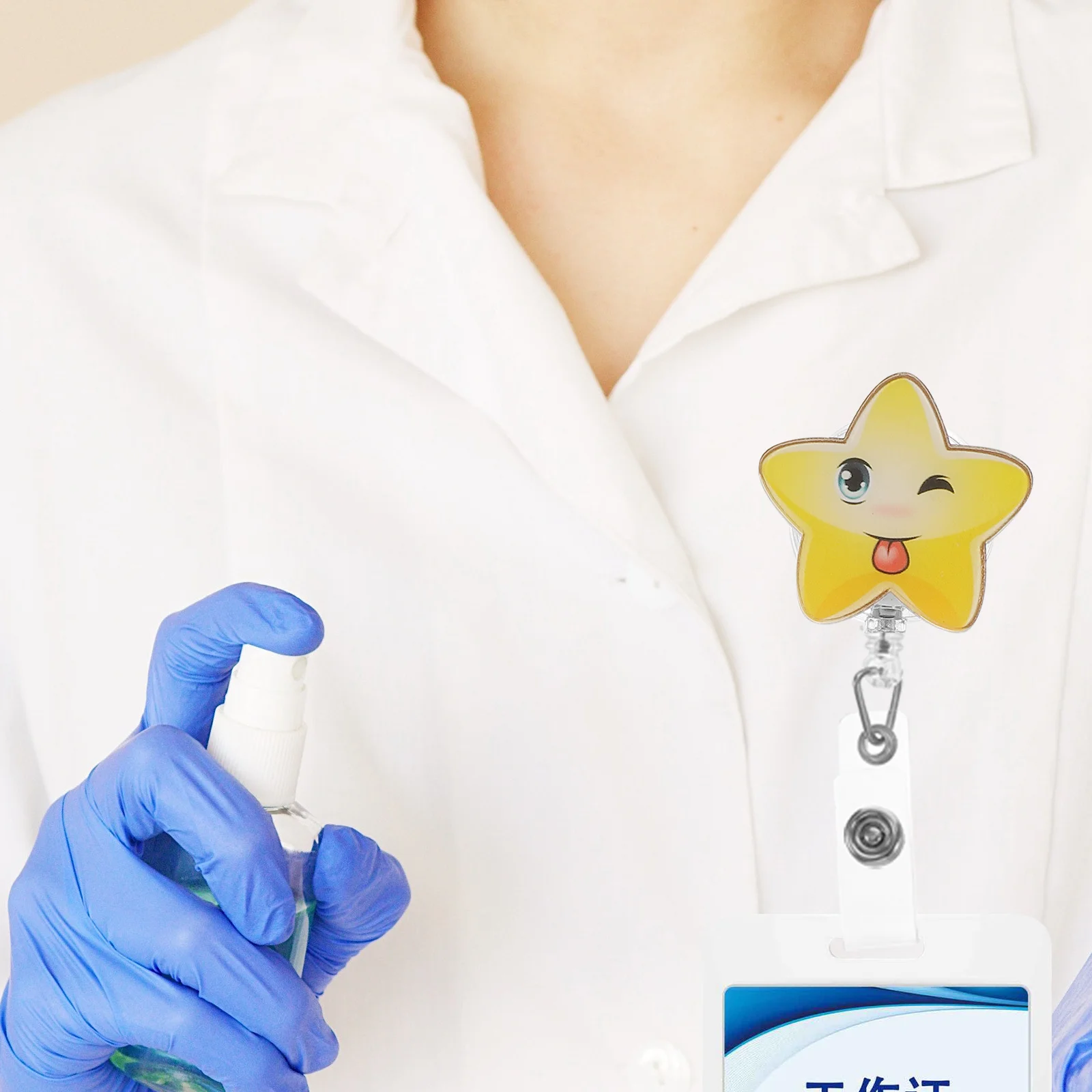 4Pcs Acrylic Badge Holders Retractable Id Tag Clips Portable Wear-Resistant Badge Buckles Employee Card Holder Chest Card Clips