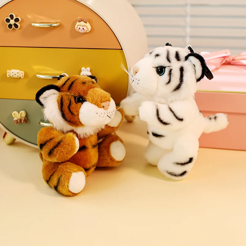 15 سنتيمتر أطراف سلسلة المفاتيح الصغيرة القطيفة يمكن تغيير الأطراف النمر الأبيض دمية محشوة حقيبة ديكور المنزل النمر البنغال بلوشي هدية عيد الميلاد #6