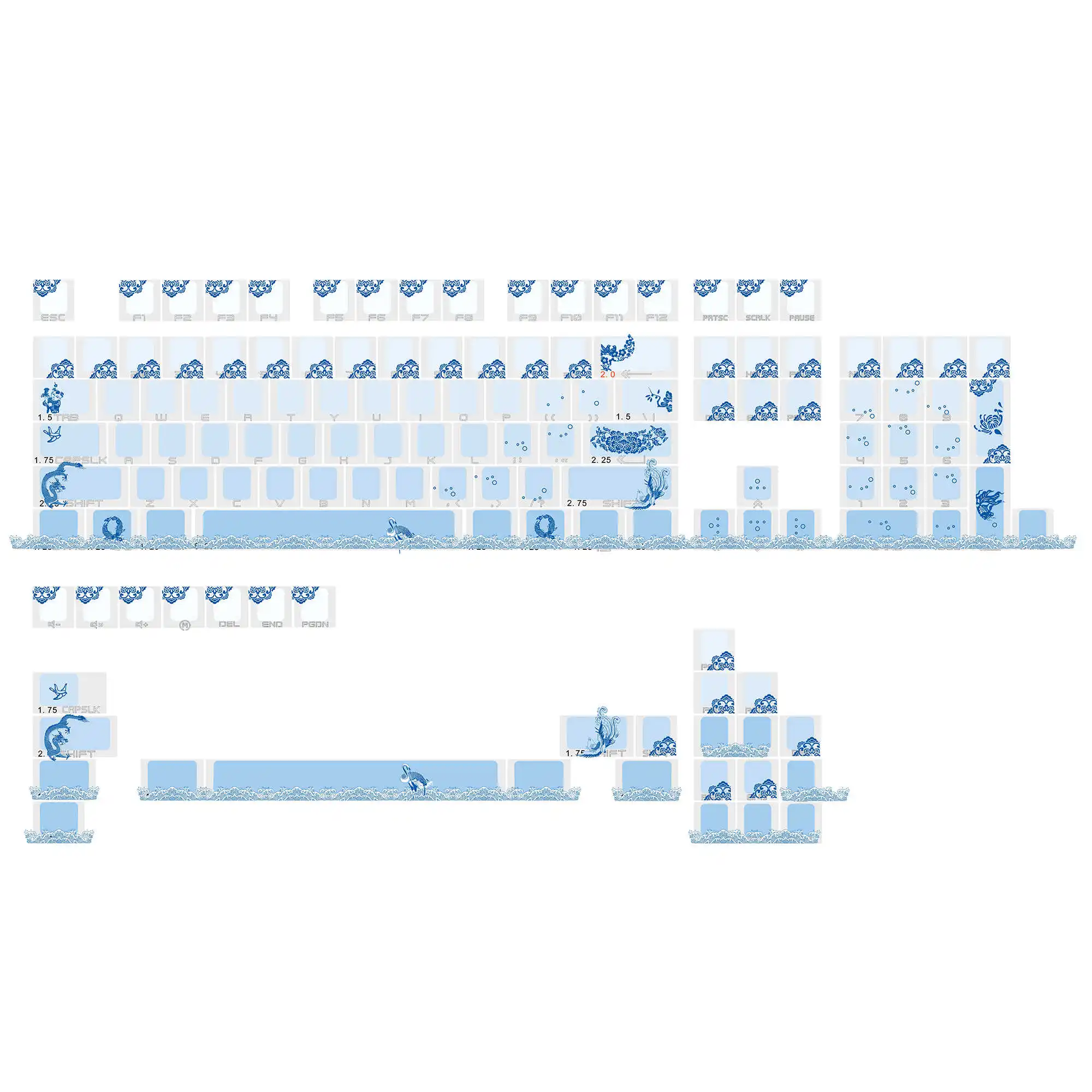 134 teclas lado gravado retroiluminado pbt keycaps perfil oem tema de porcelana azul-branca para 68 75 84 87 104 teclados mecânicos keycap