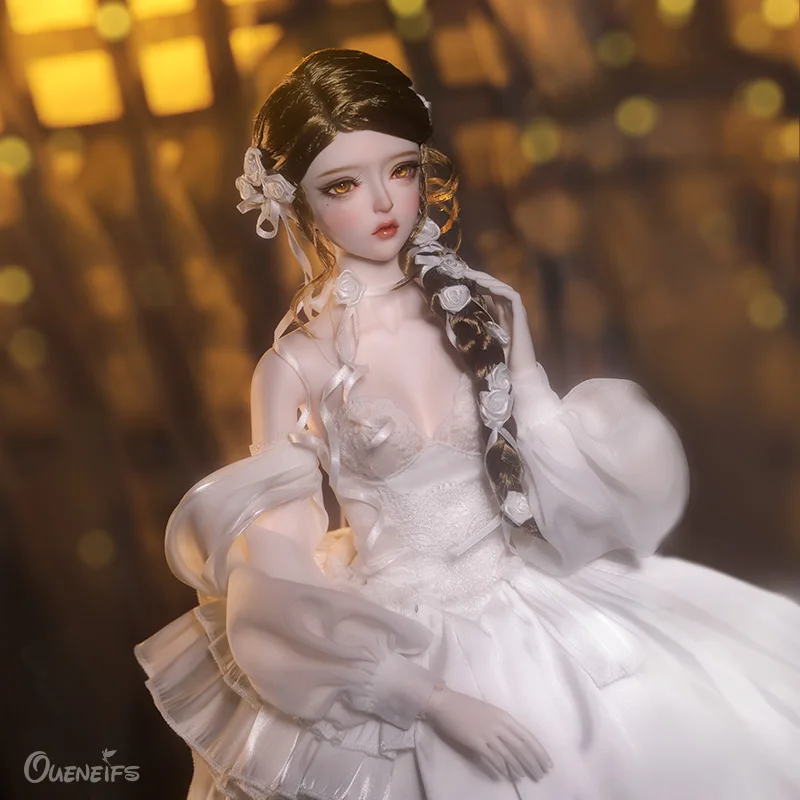 Qing BJD Doll 1/3 With SID High heels Body White Satin Wedding Dress Modelling Resin Art Toys Gift Doll for Girl Fairy doll