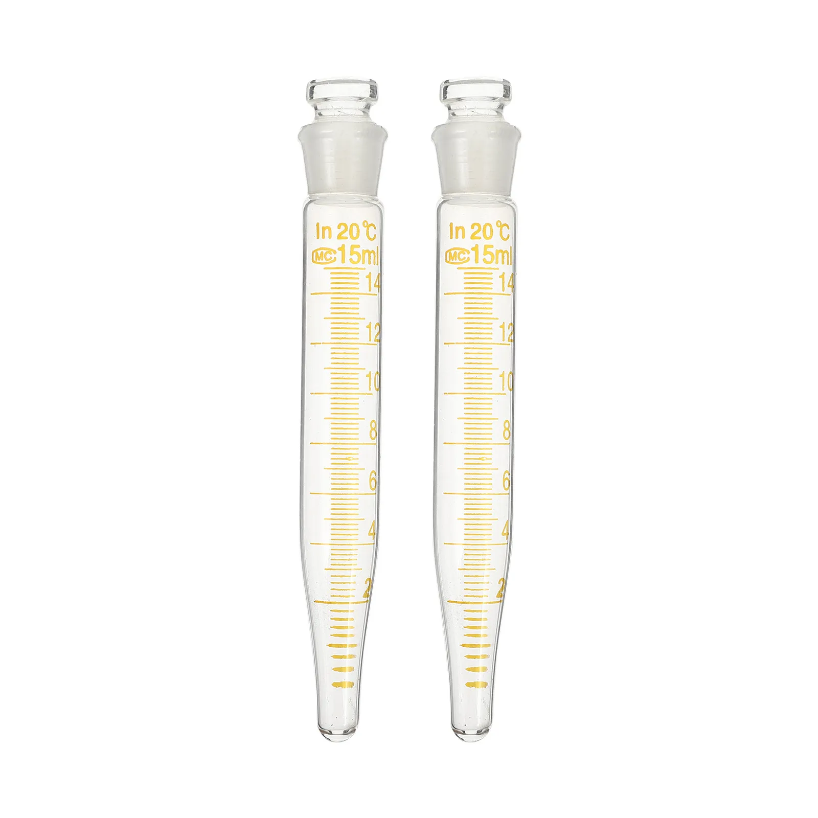 15ml Centrifuge Tubes with Caps, Graduated Glass Test Tubes for Lab Use – Pack of 2