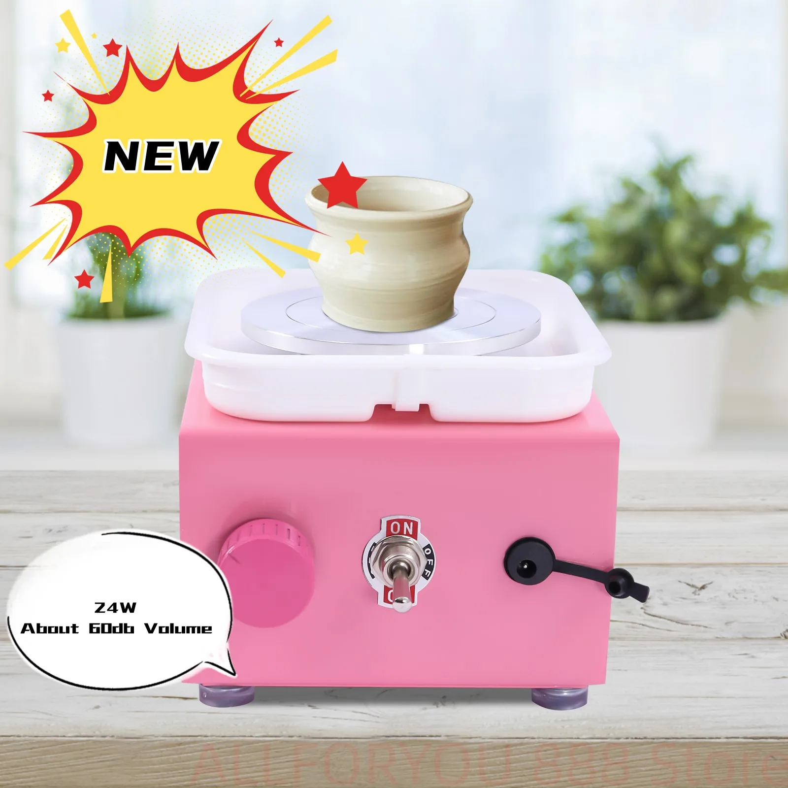 24W Mini  Electric Ceramic Machine Pottery Wheel Tool For DIY Crafts Pink/Blue/Yellow/Red