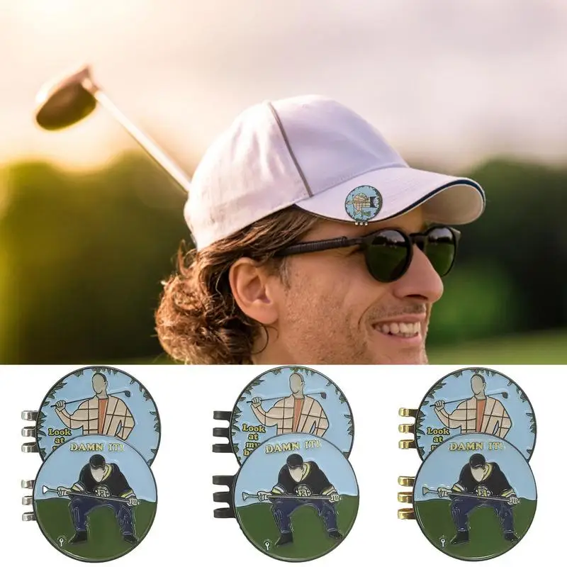 

Removable Golf Ball Marker Golf Caps With Enamel Magnetic Interesting Ball Clips Gift For Golfer Boys Girl Alloy Markers