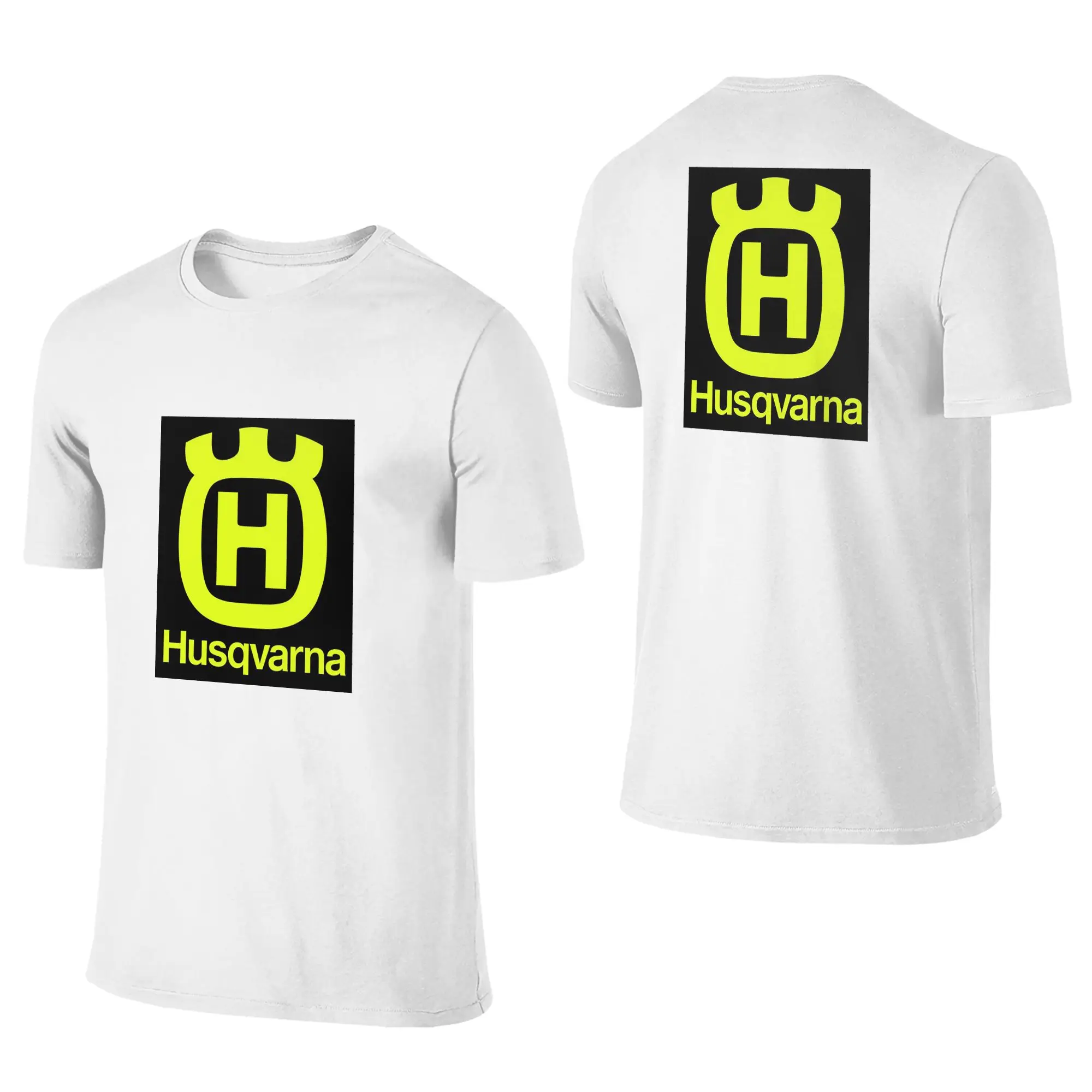 100% Cotton H-Husqvarnas T-Shirt Men's Double Sided T Shirt Men Crew Neck Summer Shirts Tops S-6XL