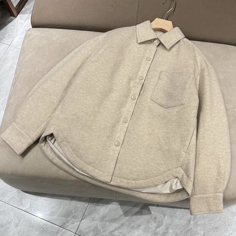 

High-quality winter new clothes women's single-color minimalist coat irregular hemline Unique and distinctive jacket 25100845