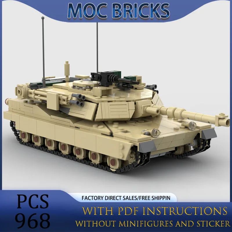 Moc Building Blocks Modular Military M1 Abrams Armored Car Model Technology Bricks DIY Assembly Construstion Toys Holiday Gifts