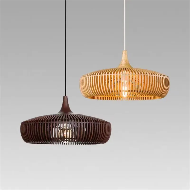 

Vintage style restaurant wooden pendant light birdcage light restaurant study living room Nordic home decoration attic light