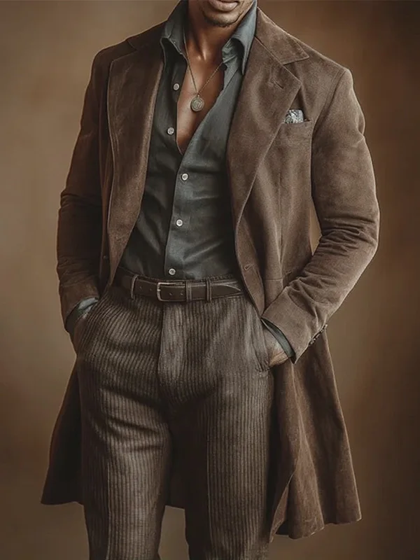 

Мужской замшевый жилет-пальто средней длины, повседневный, однотонный, в стиле ретро, модный, для весенне-осеннего сезона, верхняя одежда