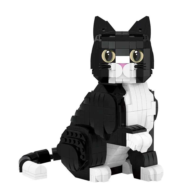 動物モデルタキシード猫ビルディングブロックかわいい漫画シュナウザー犬組み立てるレンガ教育玩具ギフト子供男の子大人のための