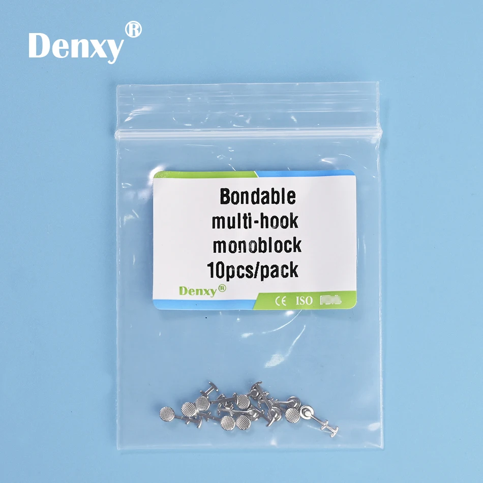 DENXY 10 Stück Dentaler Kieferorthopädischer Lingual-Button mit Arm-Mesh-Basis, Lingual-Aufsätze, Multi-Hook Monoblock Klebe-Button – Detail 7