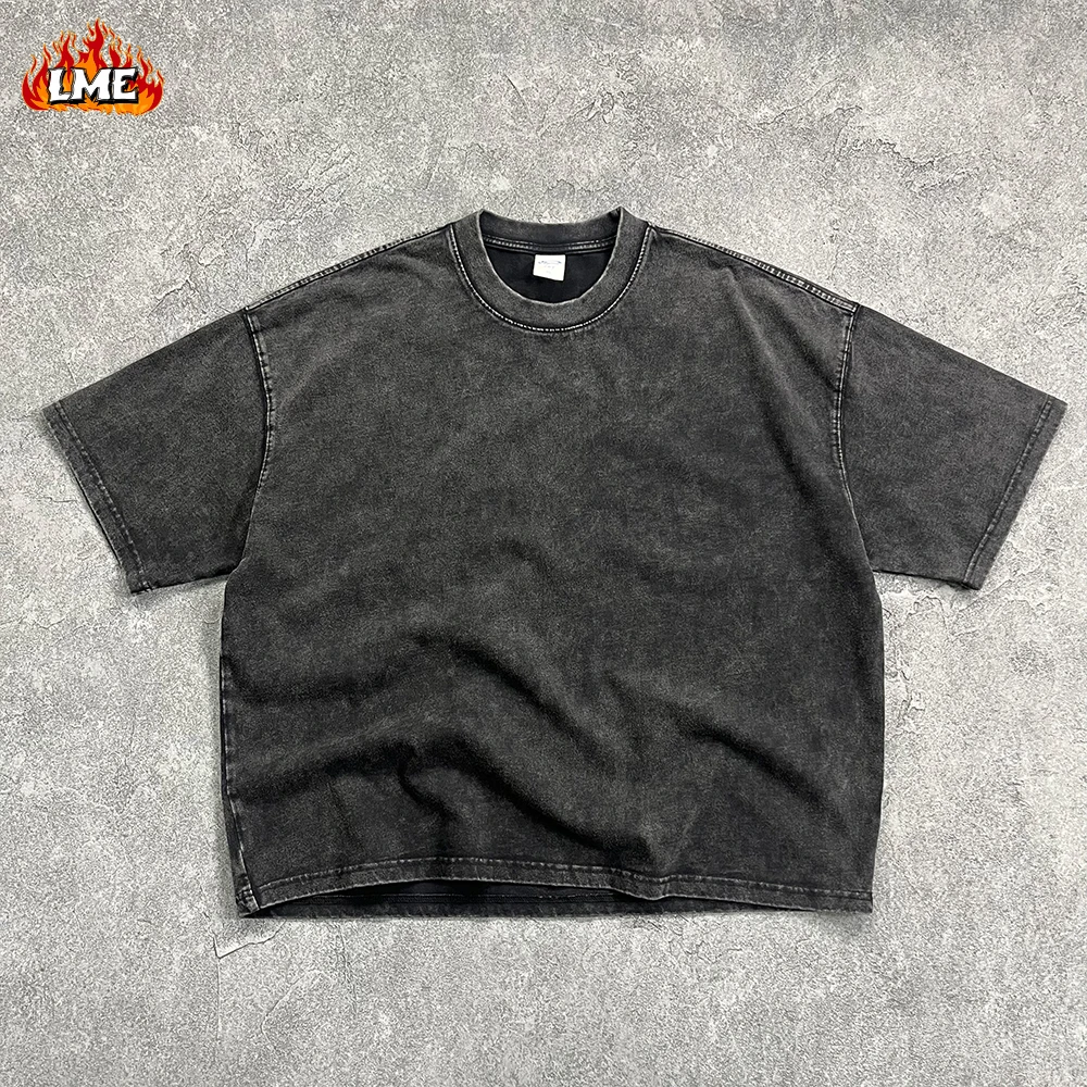패션 뉴 스타일 플레인 블랭크 박시 핏 티셔츠 빈티지 바틱 애시드 워시드 오버사이즈 스트리트웨어 박시 크롭 남성 티셔츠