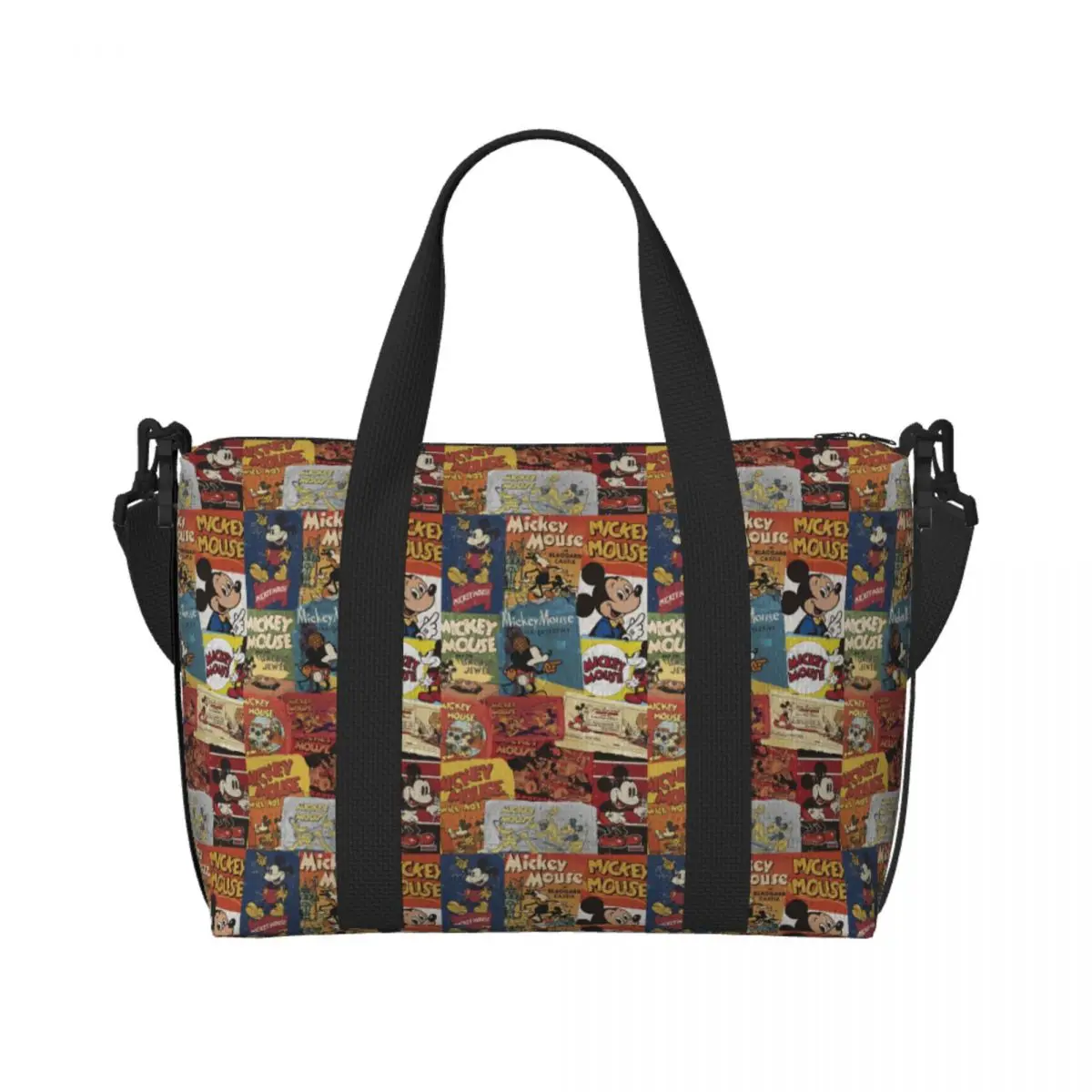 

Custom Mickey-mouse-retro-wallpaper-poster-31318-1-p Beach Tote Bag for Women Extra Large Gym Carry On Travel Shopping Bags