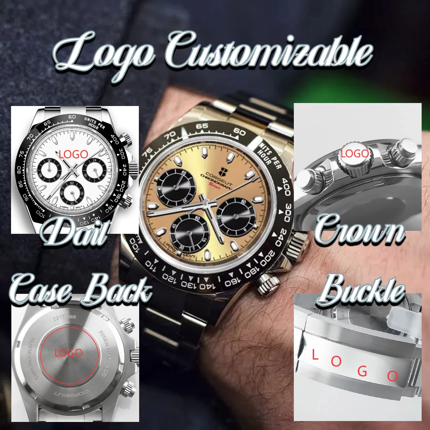 

Мужские кварцевые спортивные часы CORGEUT по индивидуальному заказу VK63: сапфировое плоское зеркало, секундные стрелки, роскошные relojes para Hombres