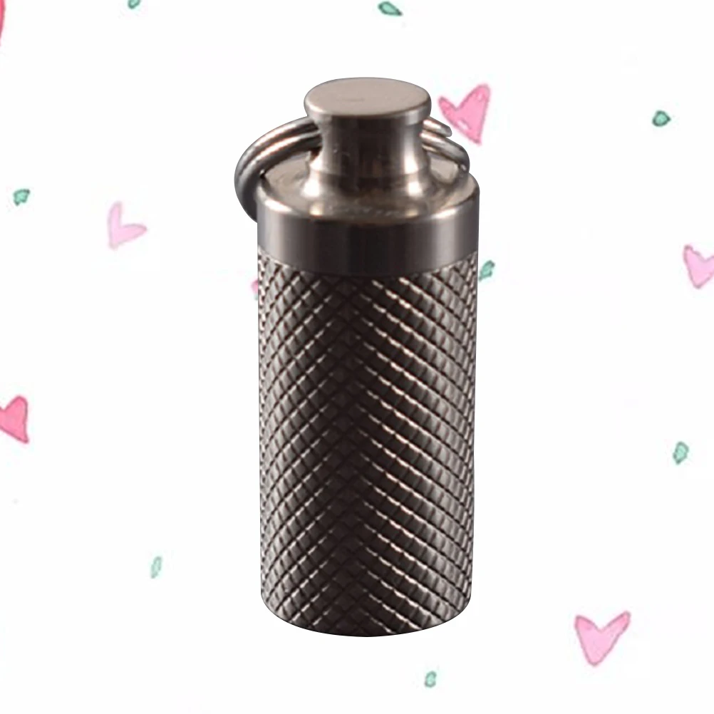 

Emergency Pill Box Portable Titanium Case Keychain Small Fob Metal Holder Outdoor Travel Use Waterproof Sealed Single Chamber