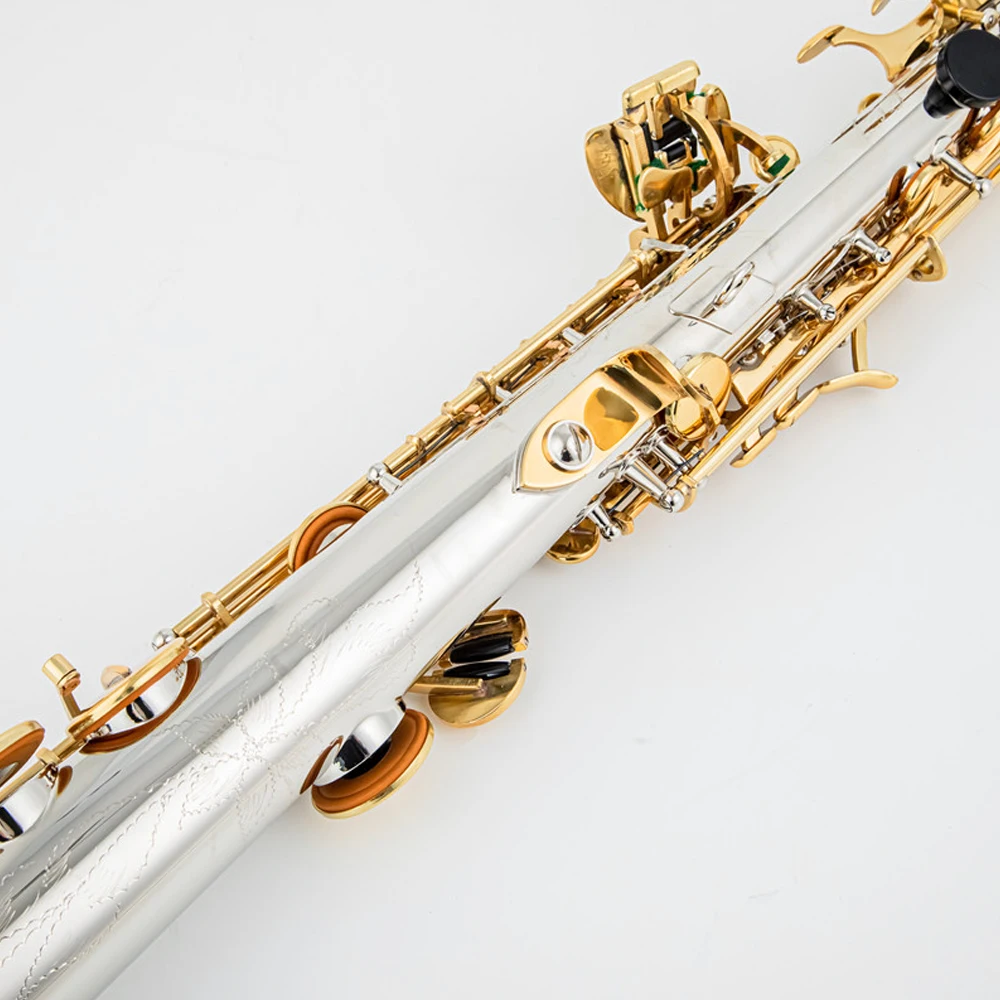 Japanese WO37 Soprano Saxophone One On One Tone Bb Professional Saxophone White Copper Gold Plated SAX Instrument