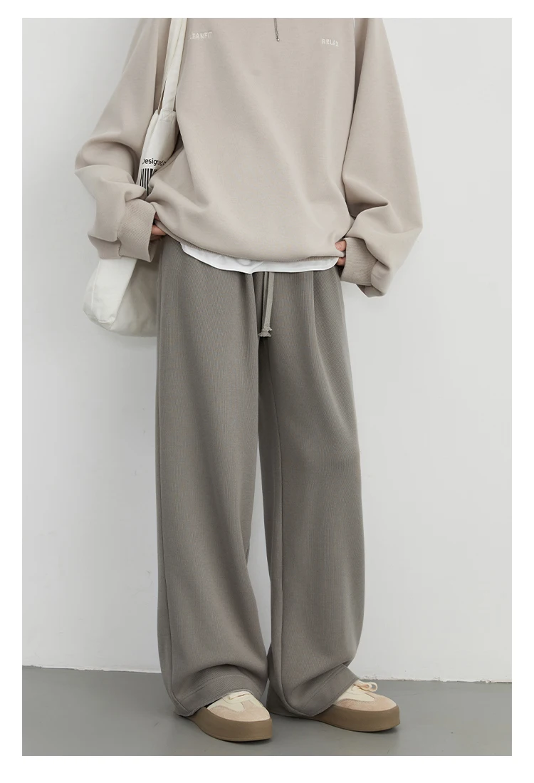 CHIC VEN Women's Pant Streetwear Solid Loose New Drawstring Sports Casual Trousers High Waisted Pants Autumn Winter 2025