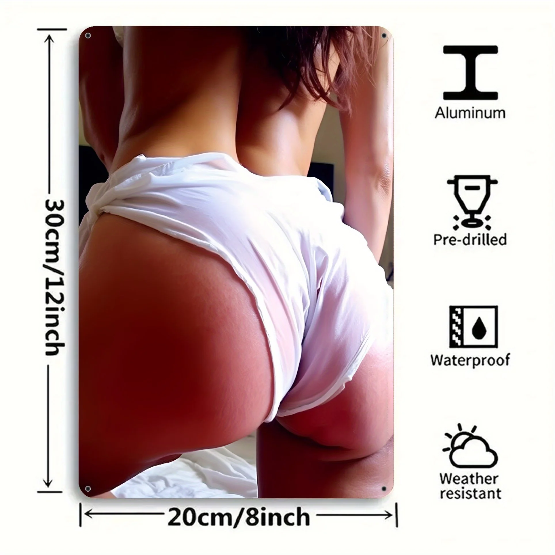 

Vintage Metal Wall Art Sign - 8x12 Inch Sexy Beauty Design for Man Cave, Bar, Cafe, Garage & Bathroom, Weatherproof, Pre-drilled