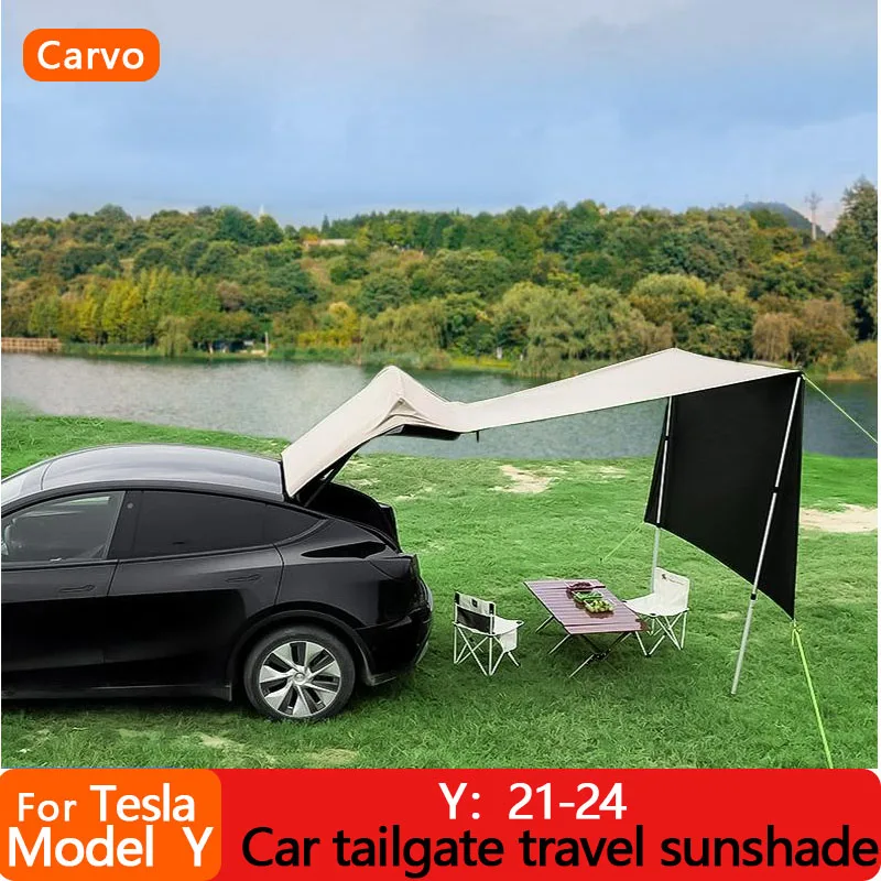 For Tesla ModelY Juniper 21-25 Outdoor Car Trunk Tent Waterproof With Canopy Car Trunk Extension Tent Sunshineproof Camping Tent