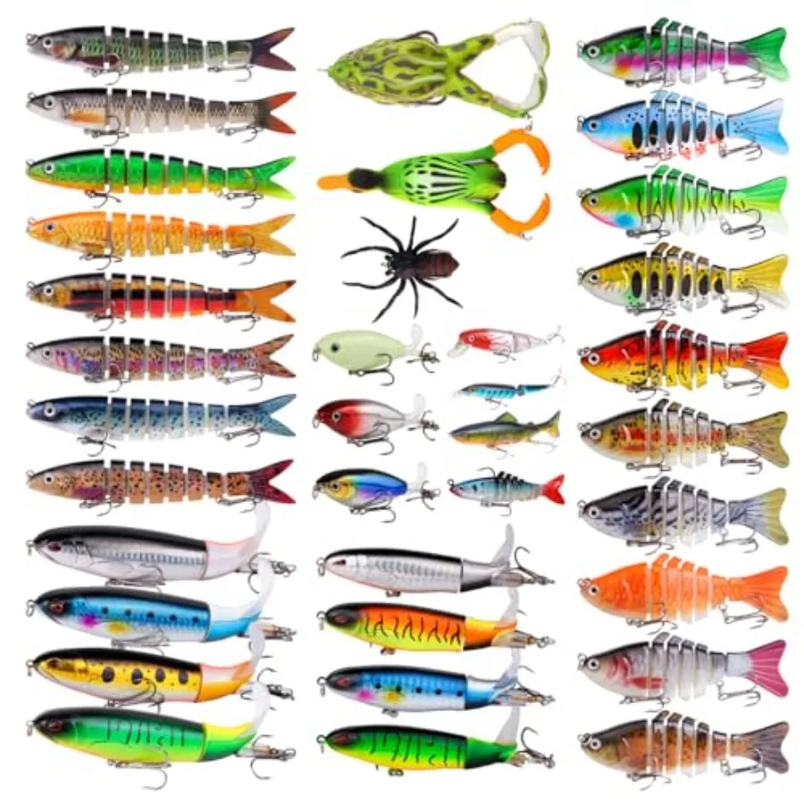 

Fishing Artificial Lures Kit Mixed Including Front Diving Fin Minnow Surface Popper Crank Baits Pencil VIB with Hook and Soft L