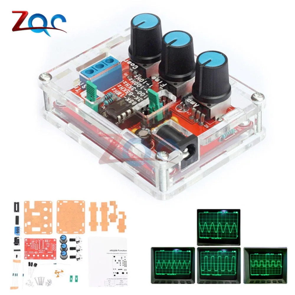 1Hz -1MHz XR2206 Function Signal Generator DIY Kit Sine/Triangle/Square Output Signal Generator Adjustable Frequency Amplitude