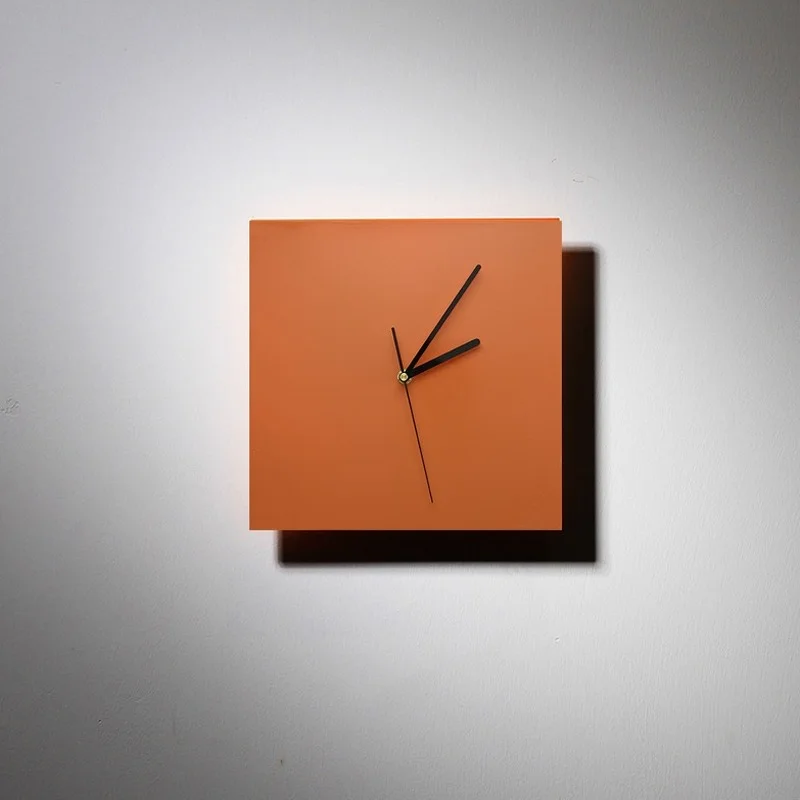 Living room wall clock mute fashion orange simple household soft decoration personality square