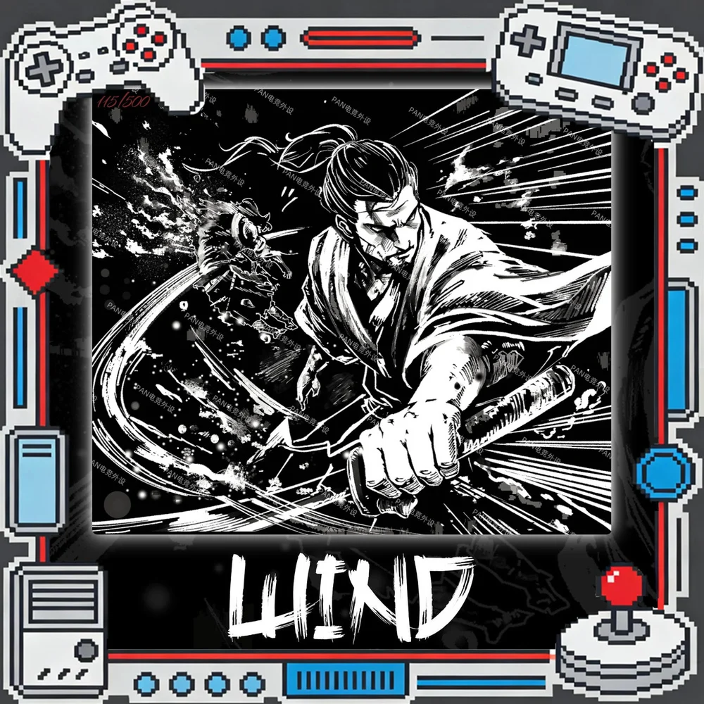 PAN Musashi Wind Tempered Glass Mouse Pad 490x420mm Samurai Gaming Desk Mouse Mat for FPS Esports PC Gamer Accessory