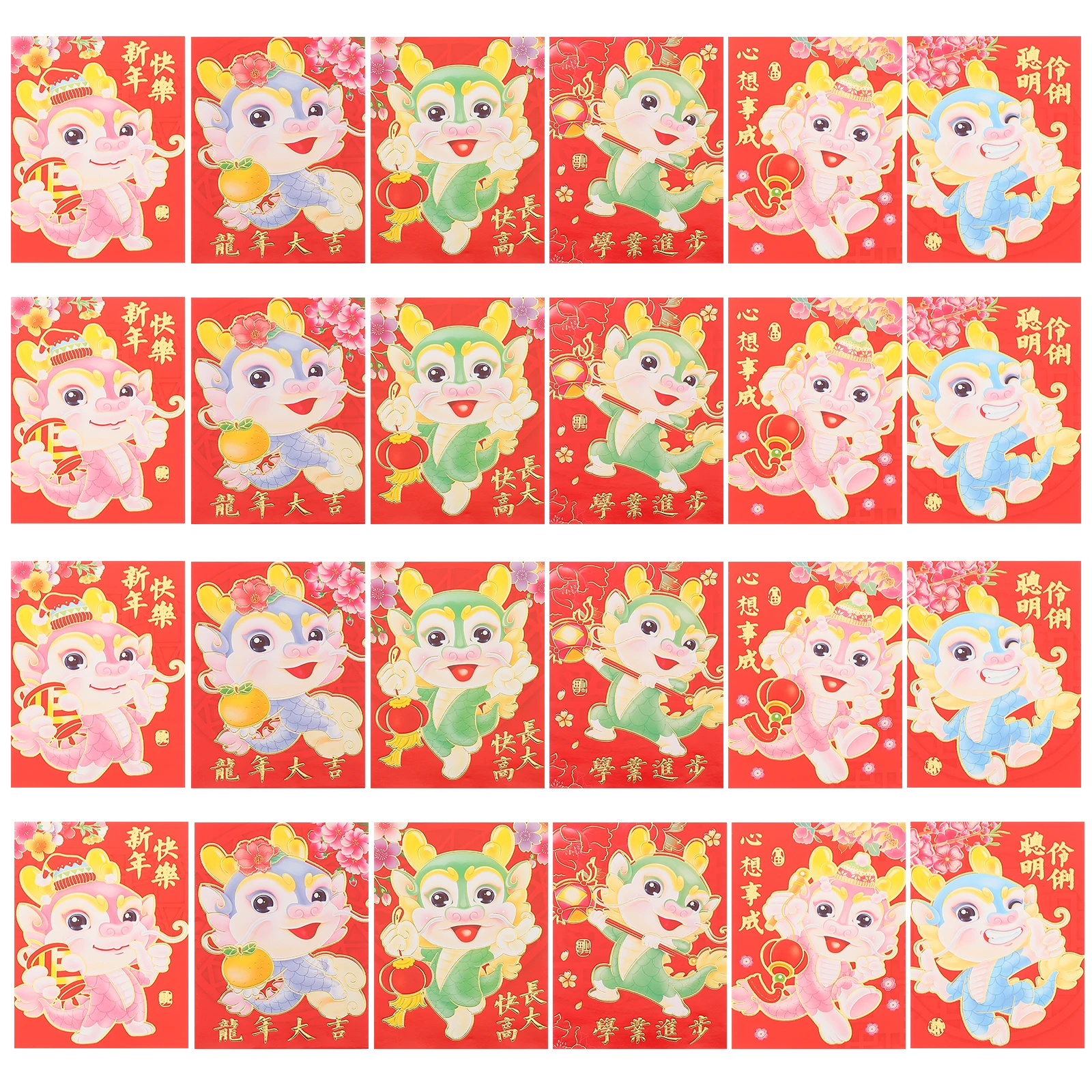 

30pcs Chinese New Envelopes 2024 Year Of Dragon Festival Gift Lucky Money Bags Traditional Red Packets For Birthday Wedding