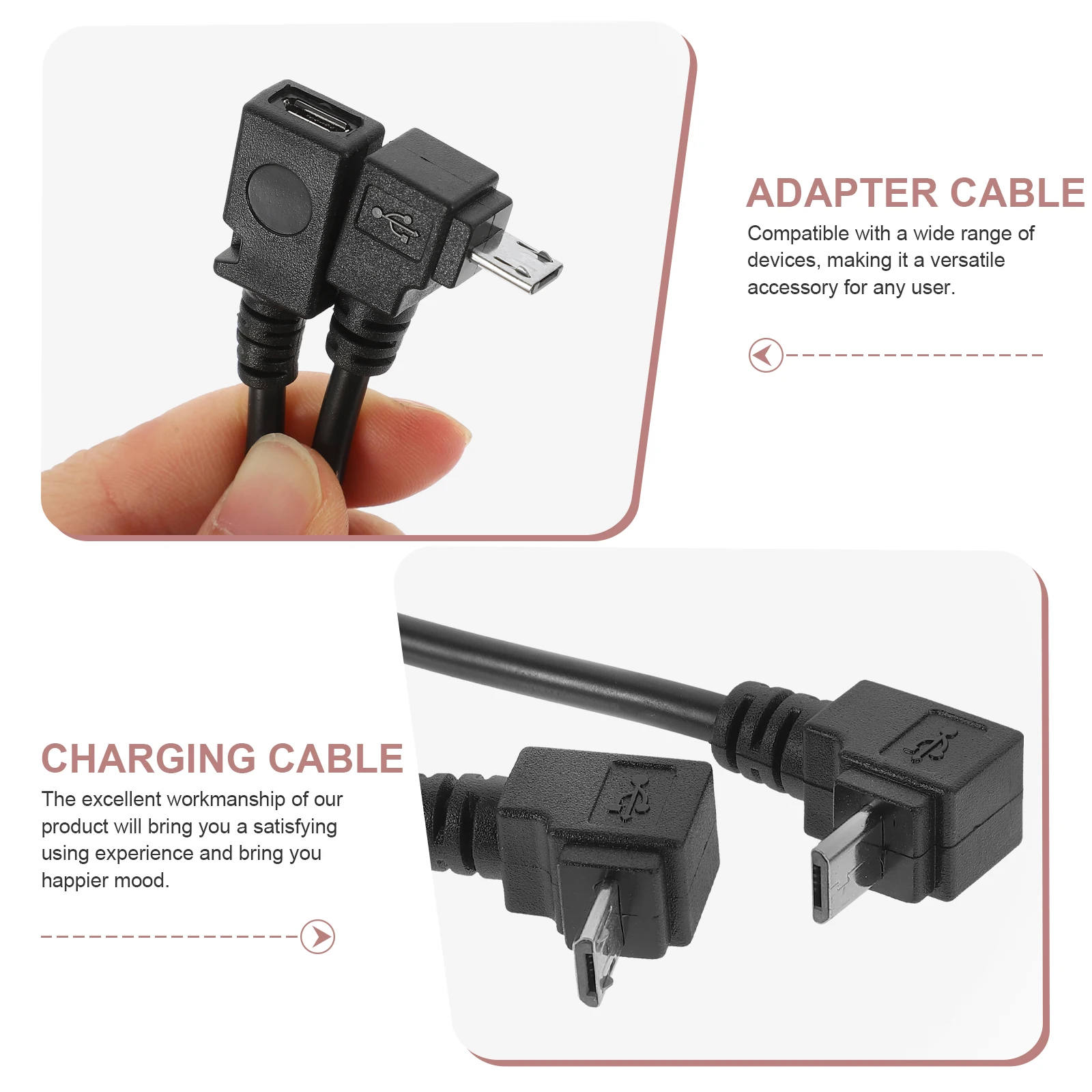

2 Pcs Micro USB Adapter Cable 90 Degree Right Angle Charging Cords for Oxygen Free Copper Wire Short Data Transfer Cord