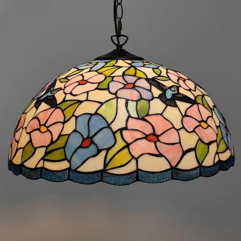 

European Style DIY Lighting Fixture Living Room Study Dining Room Flower Butterfly Chandelier Tiffany Glass Chandelier