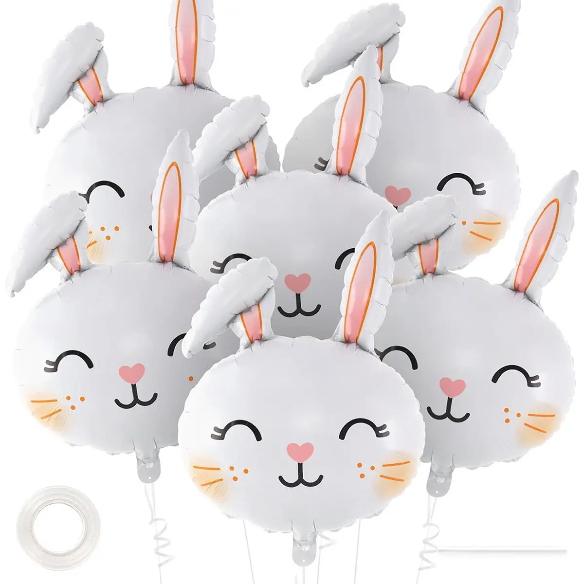 

Easter Cute Rabbit Balloons White Bunny Shaped Balloons Happy Easter Foil Balloons for Easter Party Decors Kids Birthday