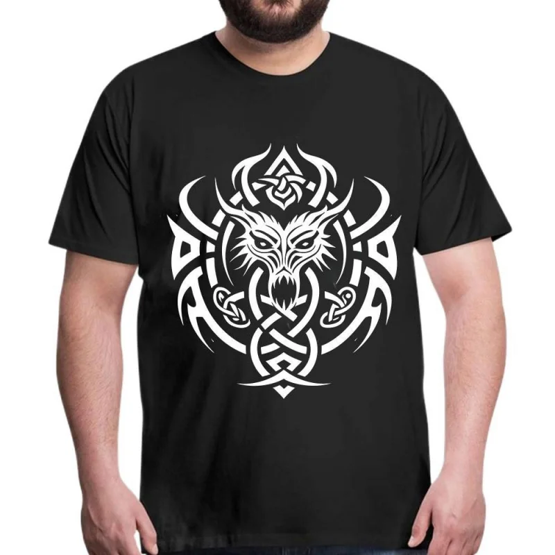 

0415 viking dragon symbol Nordic Gift T-Shirt Viking Runes Norse Myths printed Graphic clothes 100% cotton Tee All size tops