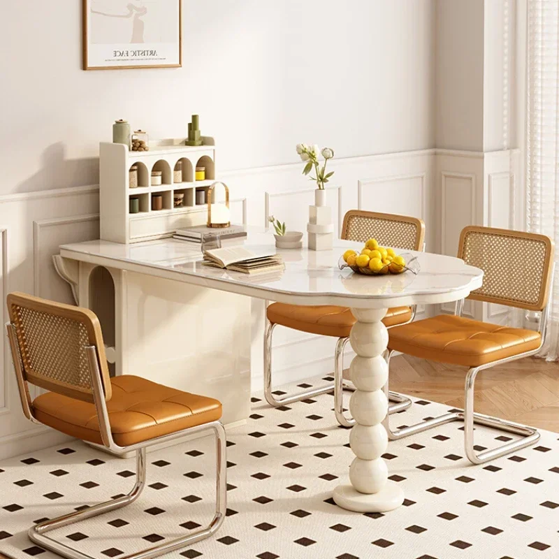 Table à manger en pierre pliante, buffet en bois massif, îlot de cuisine rétractable intégré, petit appartement, ménage