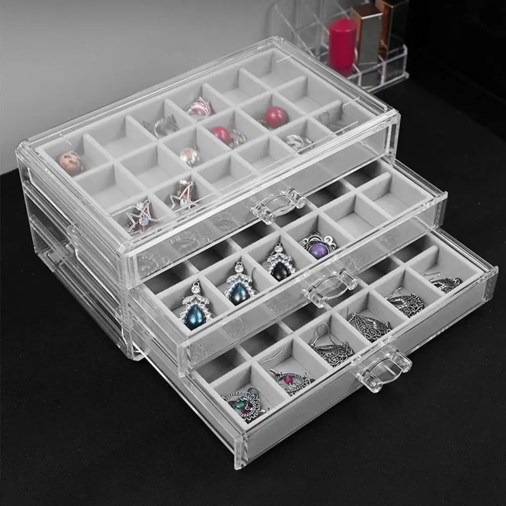 

Коробка для хранения ювелирных изделий Rock Collection, вместительный Органайзер с 54 отделениями, пыленепроницаемый влагостойкий, для колец, серег