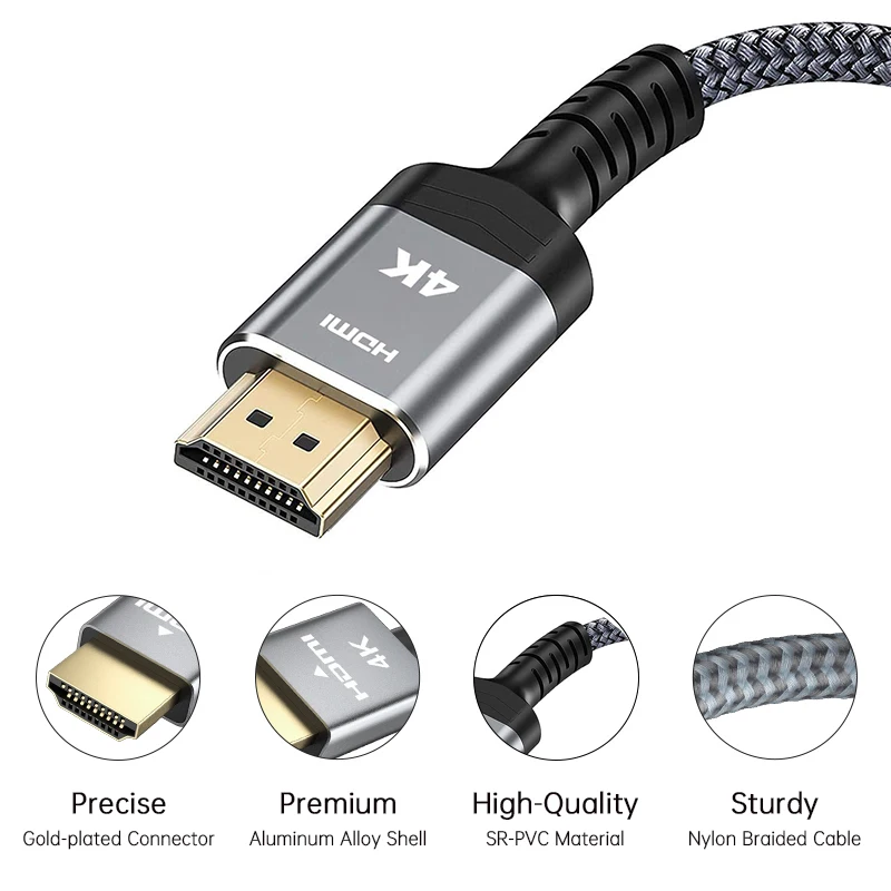 4K HDMI Cable High Speed 18Gbps HDMI 2.0 Cable HDR 3D Braided HDMI Cord Compatible For MacBook Projector PS4 Television TVBox