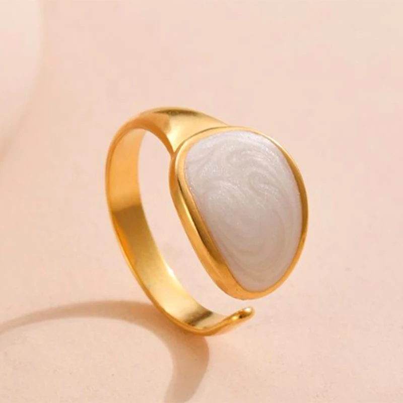 Women's Retro Gold Color Double Oil Drip Open Ring, Adjustable