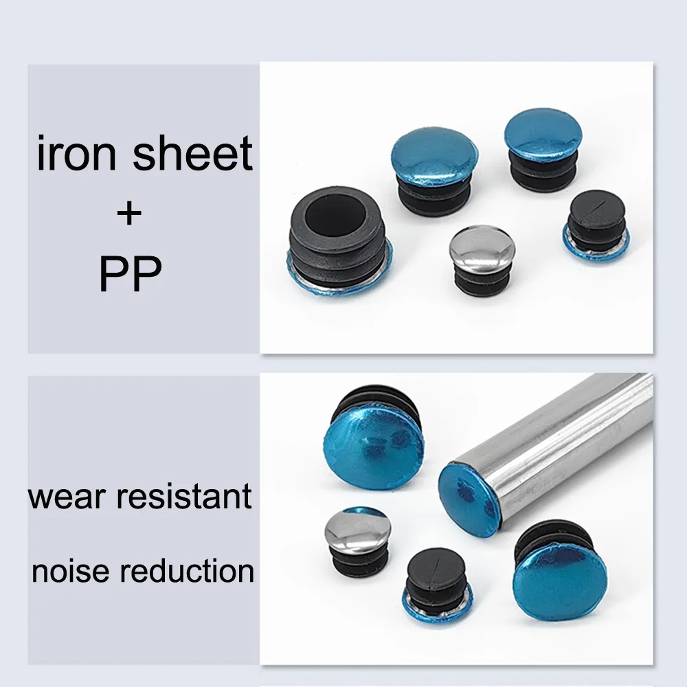 Tubo de aço redondo Plugue interno, mesa cadeira perna tampa, pára-choques, plástico, Blanking End Cap, tubo, inserções de tubos, plugues, preto, 16-60mm, 2-20pcs