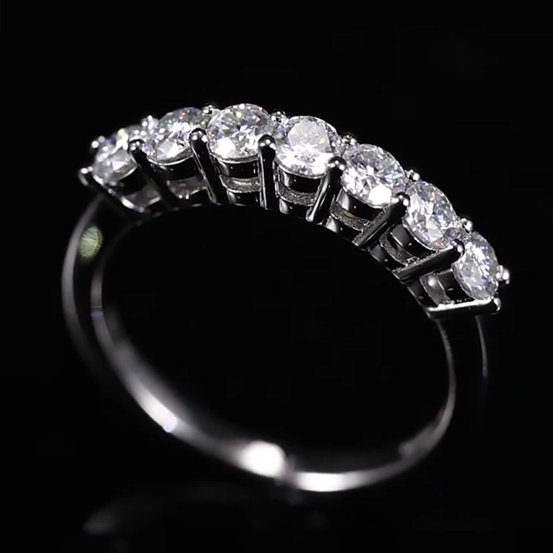 

OXTAO 3mm Moissanite Ring for Women 925 Silver 7-stone Engagement Ring Sparkling Diamond Wedding Jewelry Gift with Certified