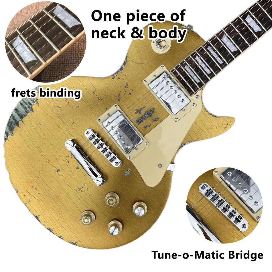 

Made in China, Old Do old LP Stander electric guitar, One Piece Of Body & Neck, Frets Binding,Tune-o-Matic Bridge， free shipping