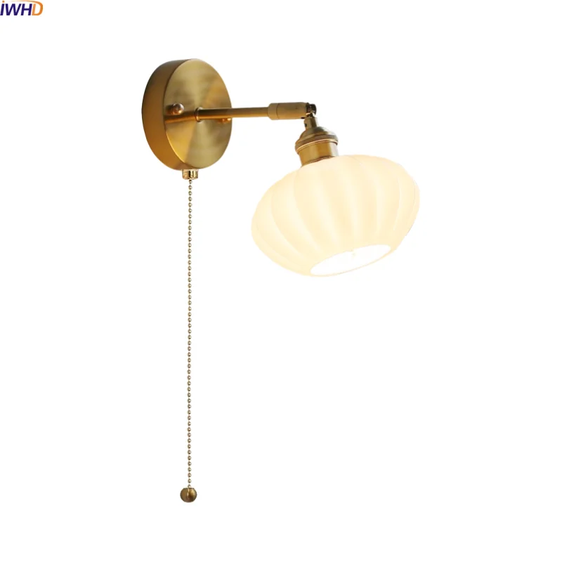 

IWHD Pumpkin Decor LED Wall Lamps Children's Room Bedroom White Glass Modern Nordic Interior Up Down Rotate Bathroom Stair Light