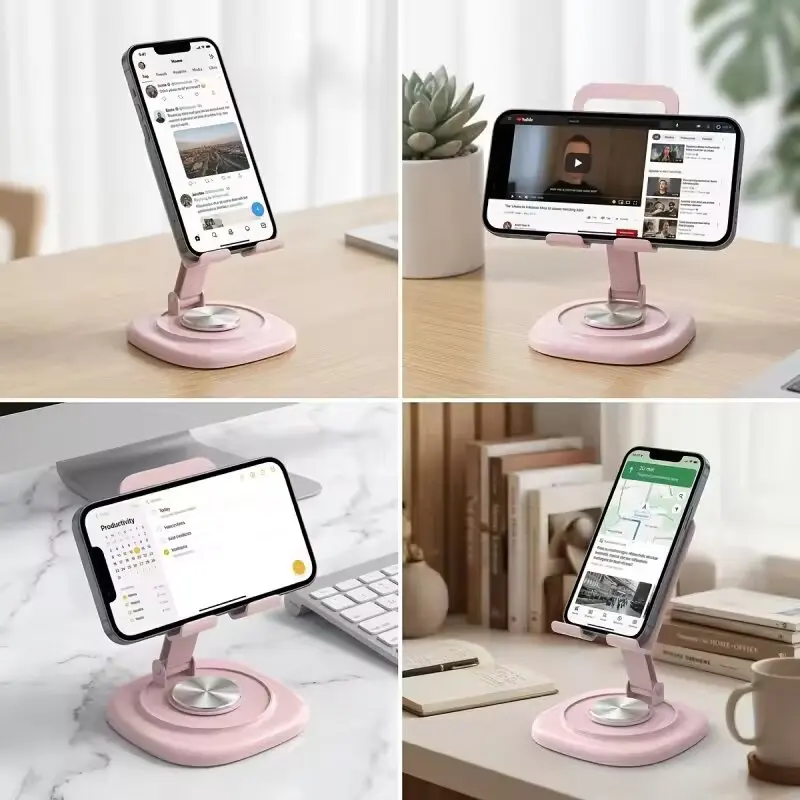 360 Degree Rotatable Foldable Desktop Phone Stand Portable Non-Slip Tabletop Mobile Holder Office Desk Accessory view 6