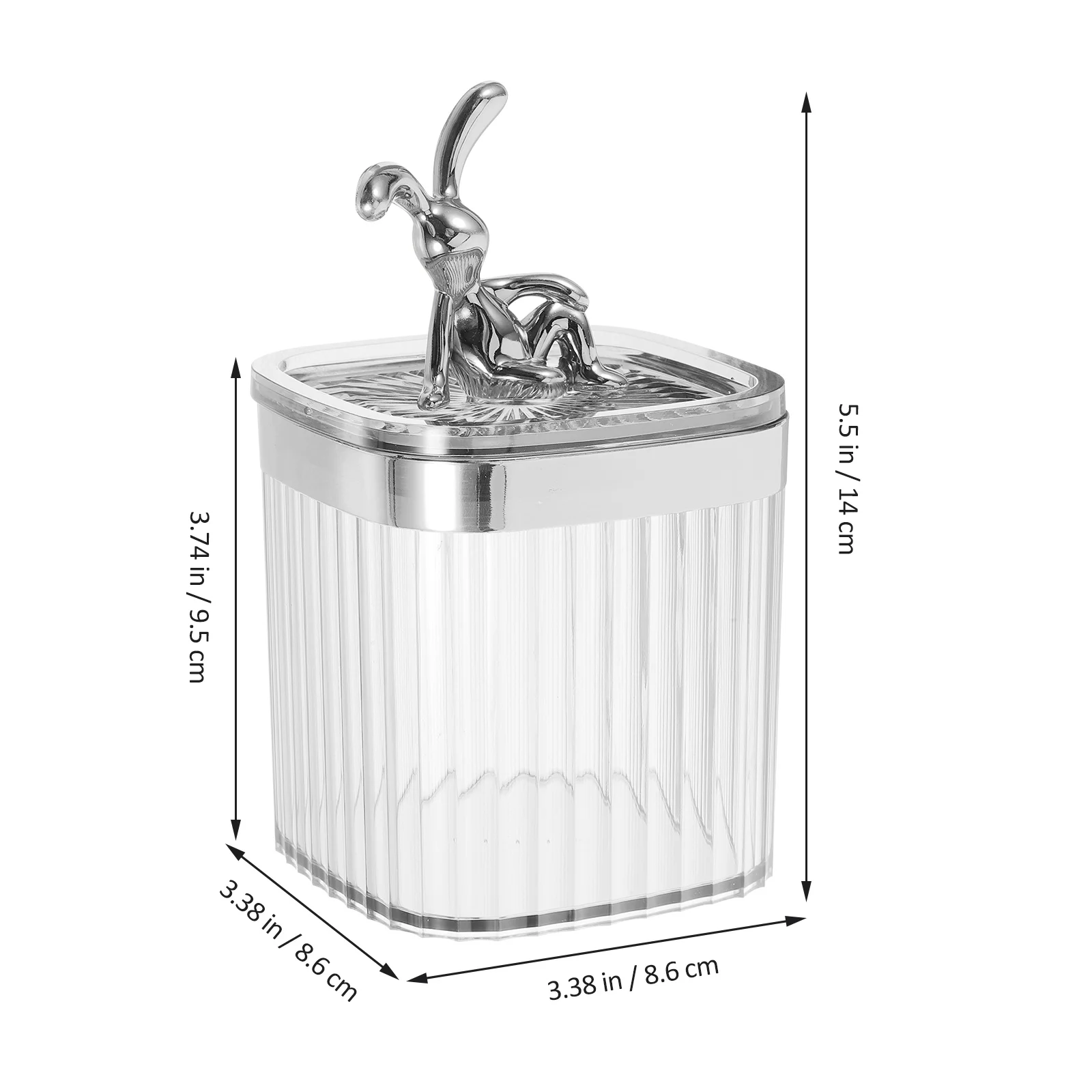 

Cotton Swabs Storage Jar Clear Cartoon Bunny Lid Makeup Pad Organizer Vanity Desktop Container for Cotton Balls Swabs Holder