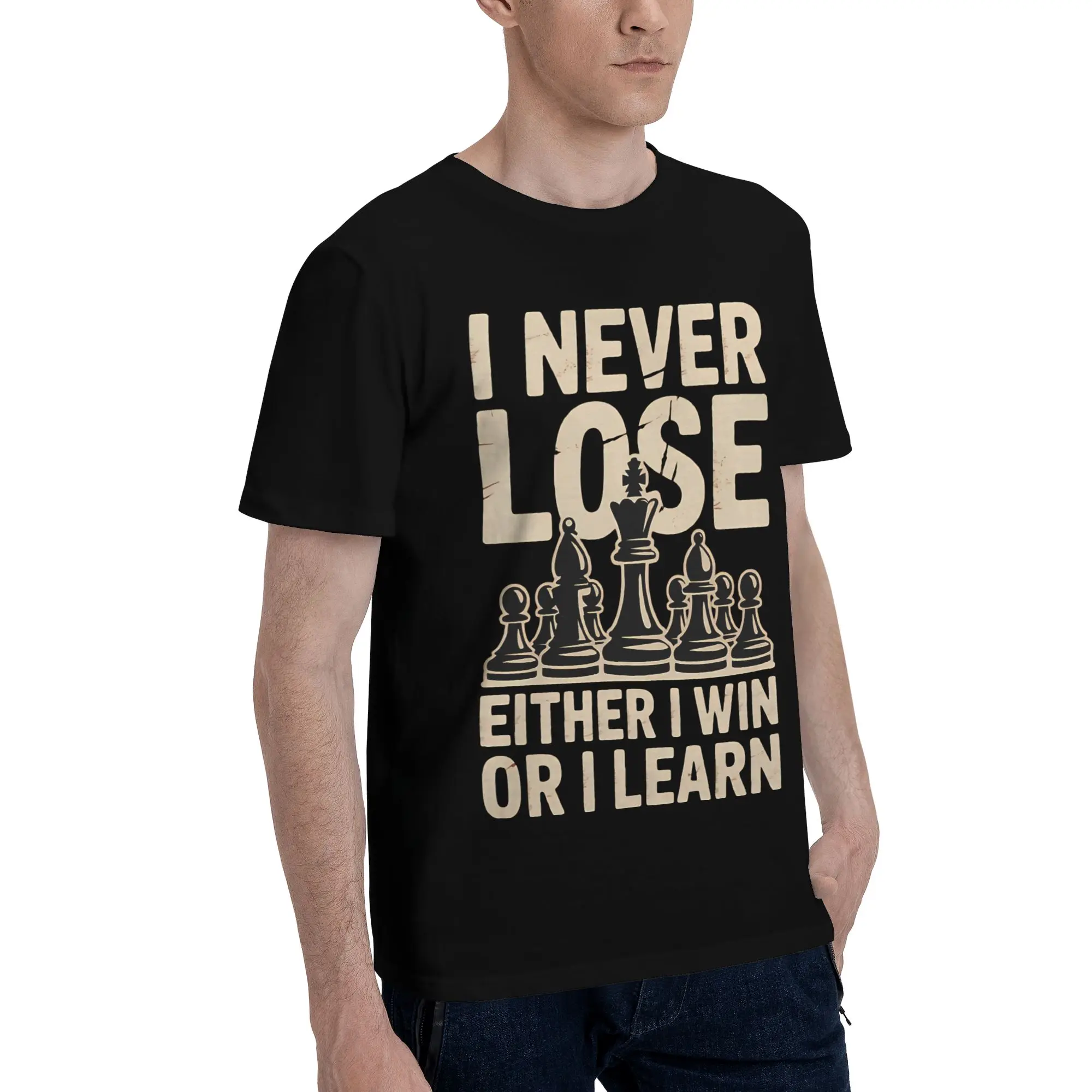 I Never Lose Either I Win Or I Learn Tee Shirt for Men Women Printed T Shirts Chess Lovers 100% Cotton Clothes