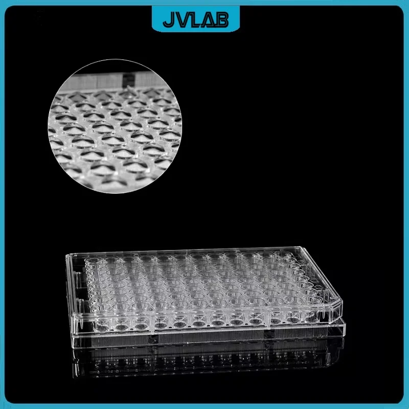 Disposable Cell Culture Plate 96 Wells With Cover PlasticMicroplate Compartments Bacterial Culture Plate Sterile Package 5 Pcs