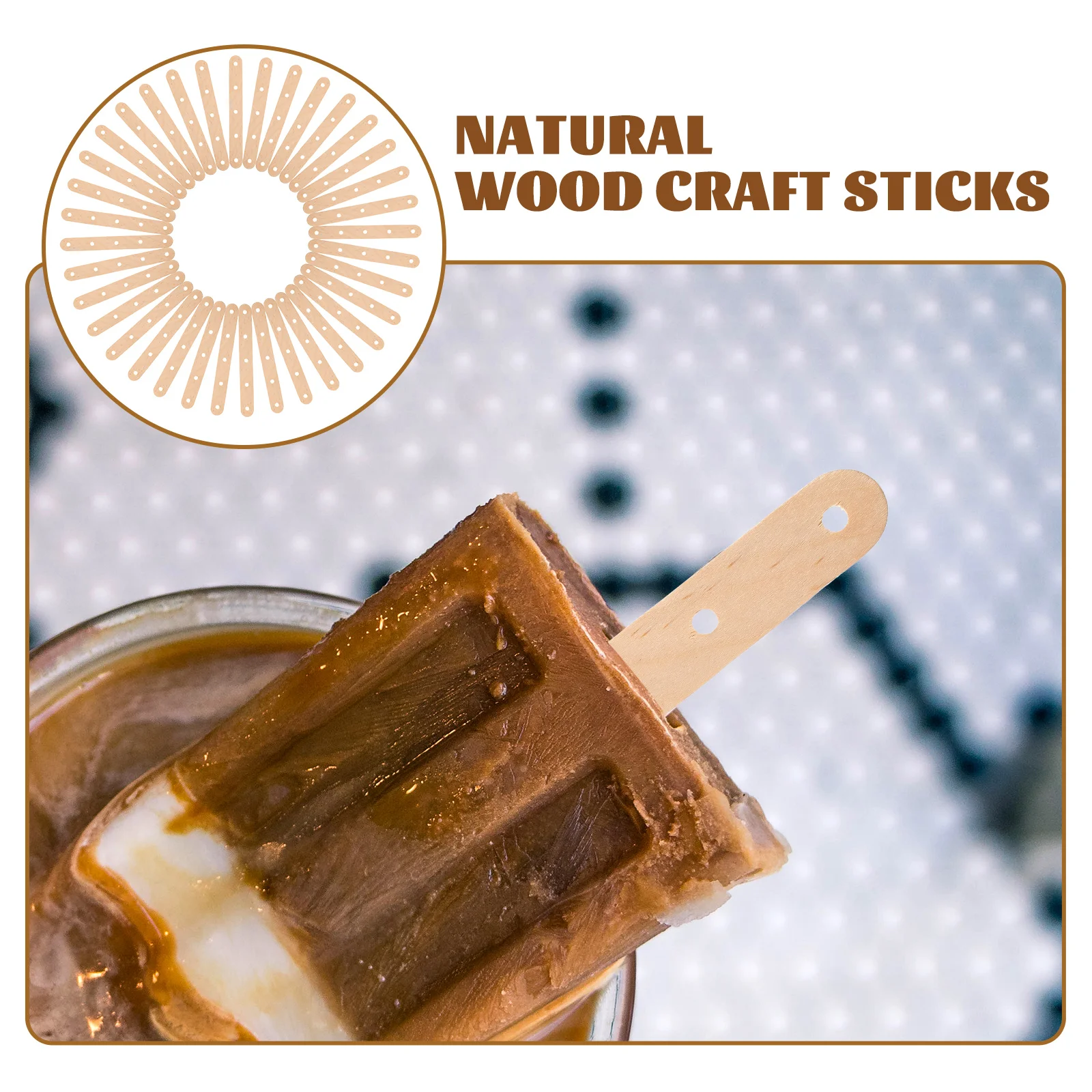 50PCS Natural Wood Craft Sticks Popsicle Wood Craft Stick with Holes for DIY Crafts Creative Designs (Nature Color)